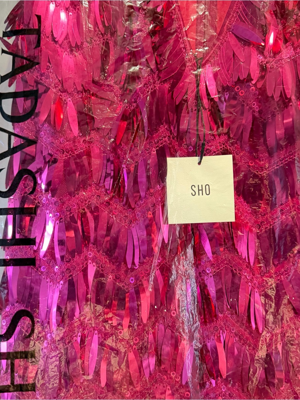 TADASHI SHOJI Metallic Pink Fuchsia Eris Sequin Fringe Mini Dress Size 2 NWT - Picture 9 of 9
